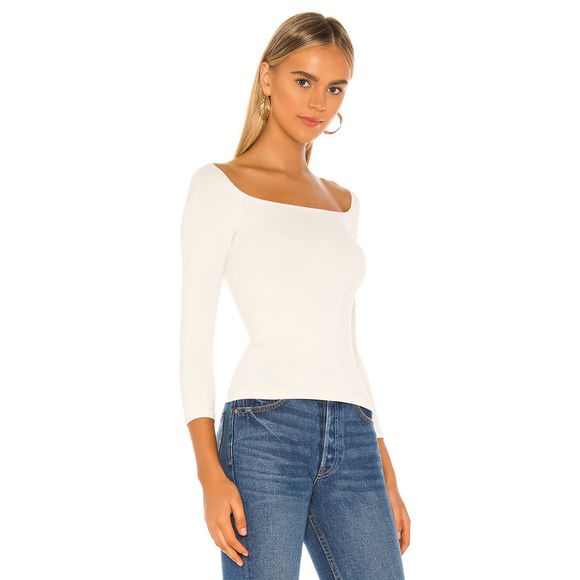 Free People Tops - Free People Square Neck 3/4 Sleeve Baby Tee Ivory